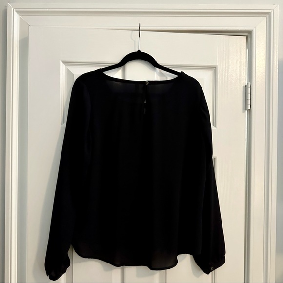 NWOT Xhilaration Black Velvet Paisley Sheer Blouse - Picture 4 of 5